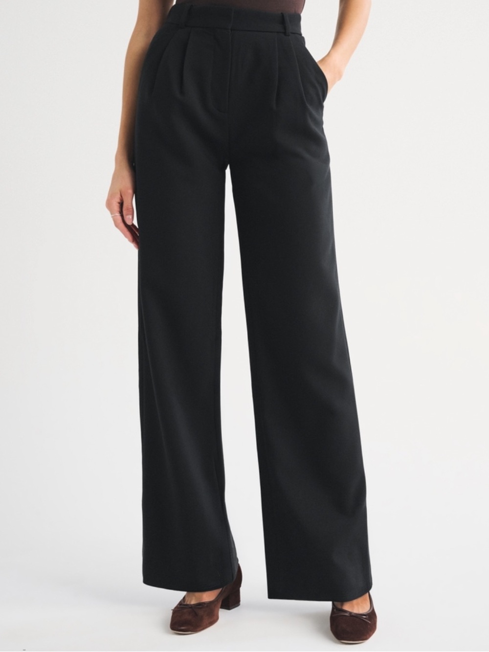 Abercrombie & Fitch Black High-Waist Wide-Leg Trousers